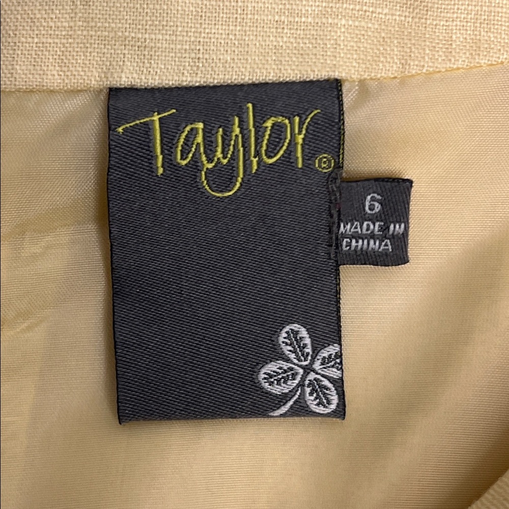 Taylor Yellow Linen Dress Sleeveless Ruffle Trim Shift Fit & Flare Size 6 - Picture 8 of 13